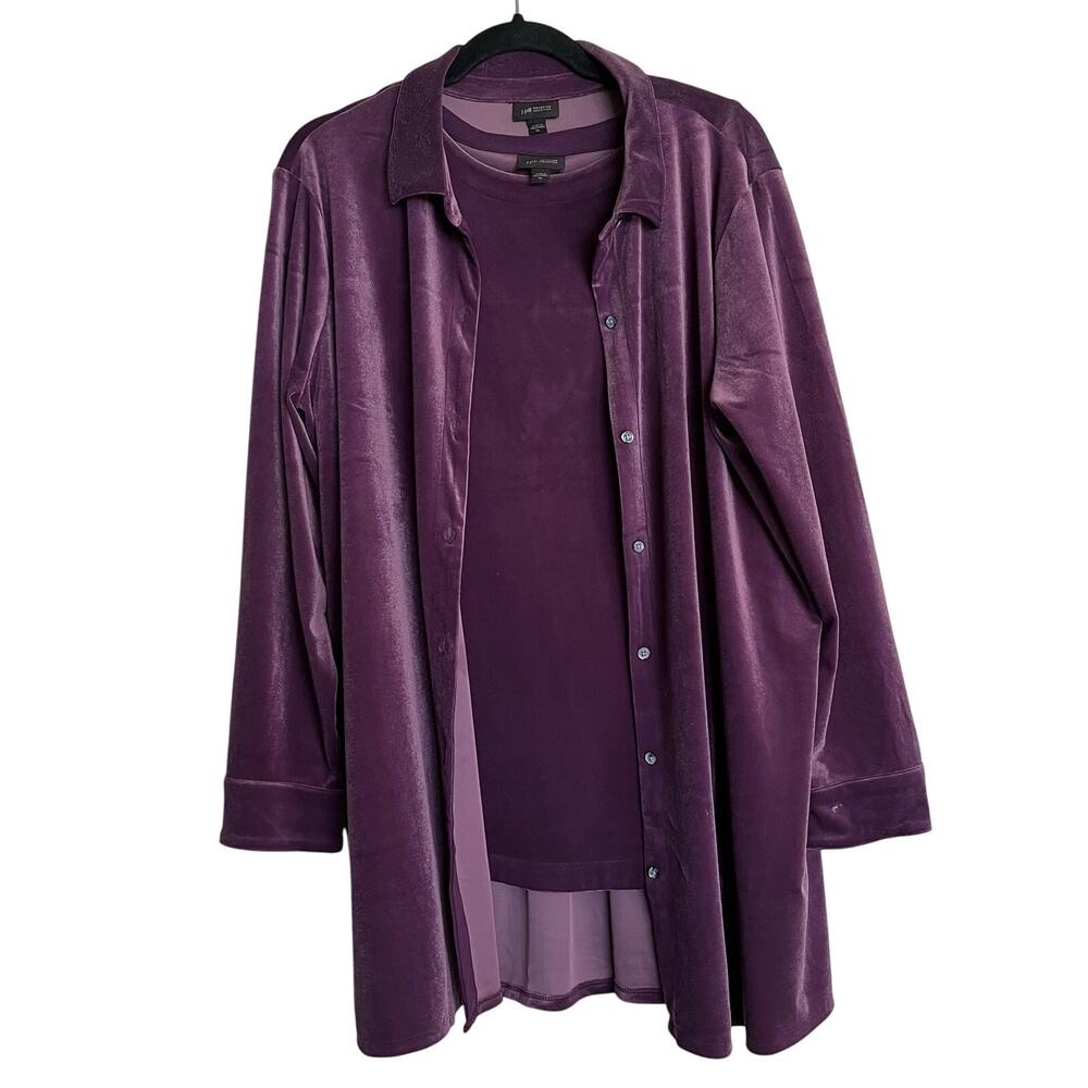 J. Jill Wearever Collection Purple‎ Velvet Tunic Set Long Sleeve Top and Tank XL